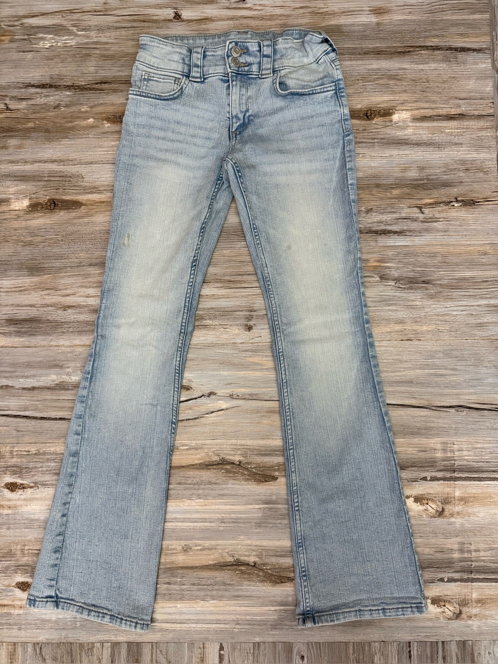 H&M Bootcut Jeans Girls 16 Light Blue Adjustable Elastic Waist Stretch